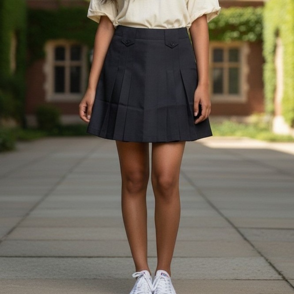 French Toast School Uniform Girl's Size 7 NEW - Pleated Skirt - Black 23" Waist